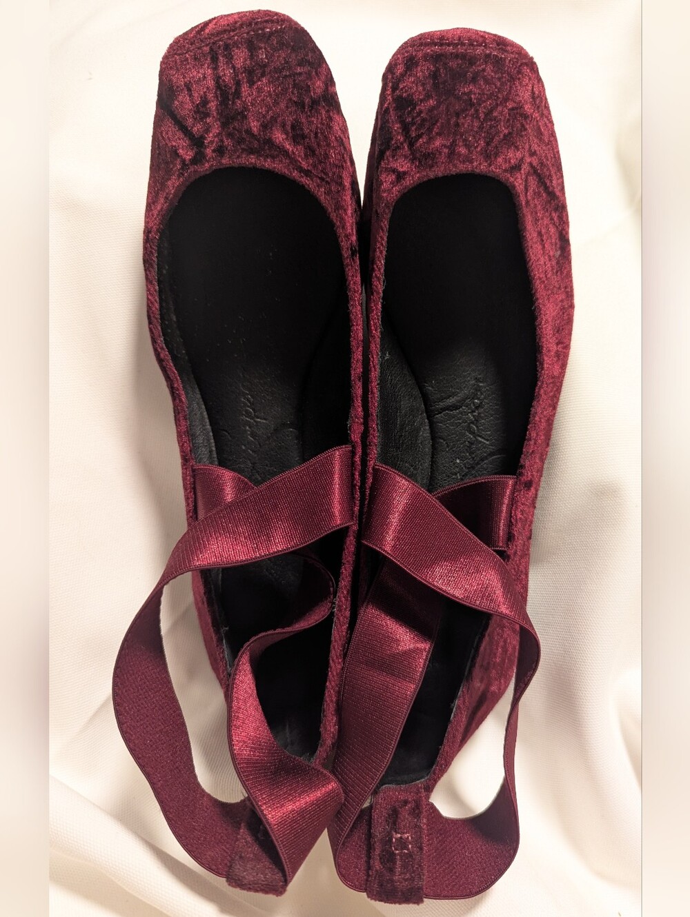 Jessica Simpson Burgundy Velvet Ballet Flats with Ribbon